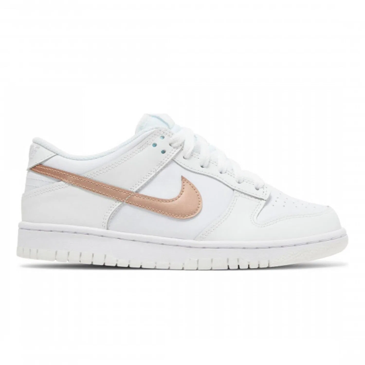 Детские кроссовки для мальчиков с принтом Dunk Low Gs Shoes NIKE, White Metallic Red Bronze — фото 2