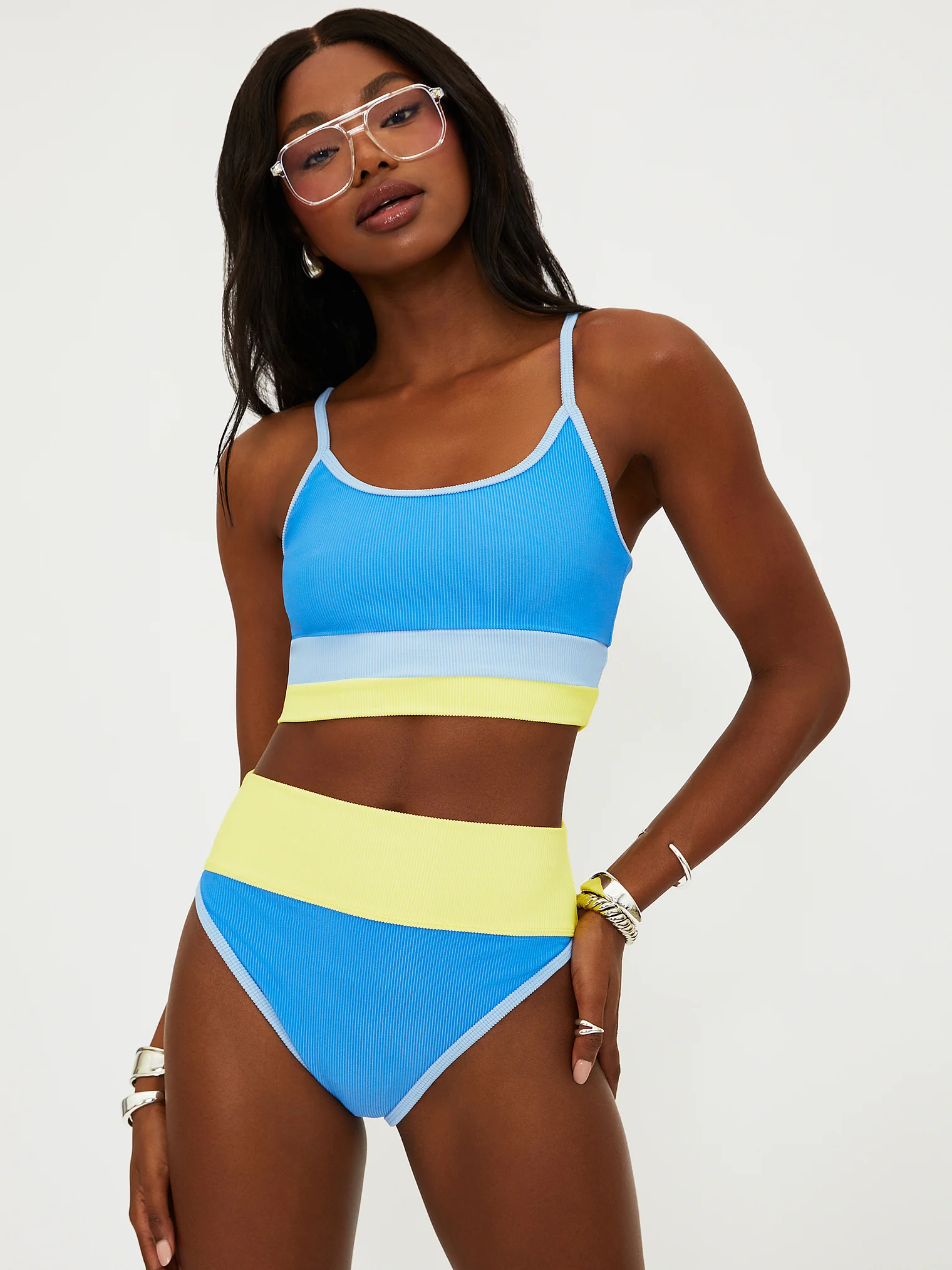 

Купальник Victoria's Secret Beach Riot Emmy Bikini, голубой/желтый