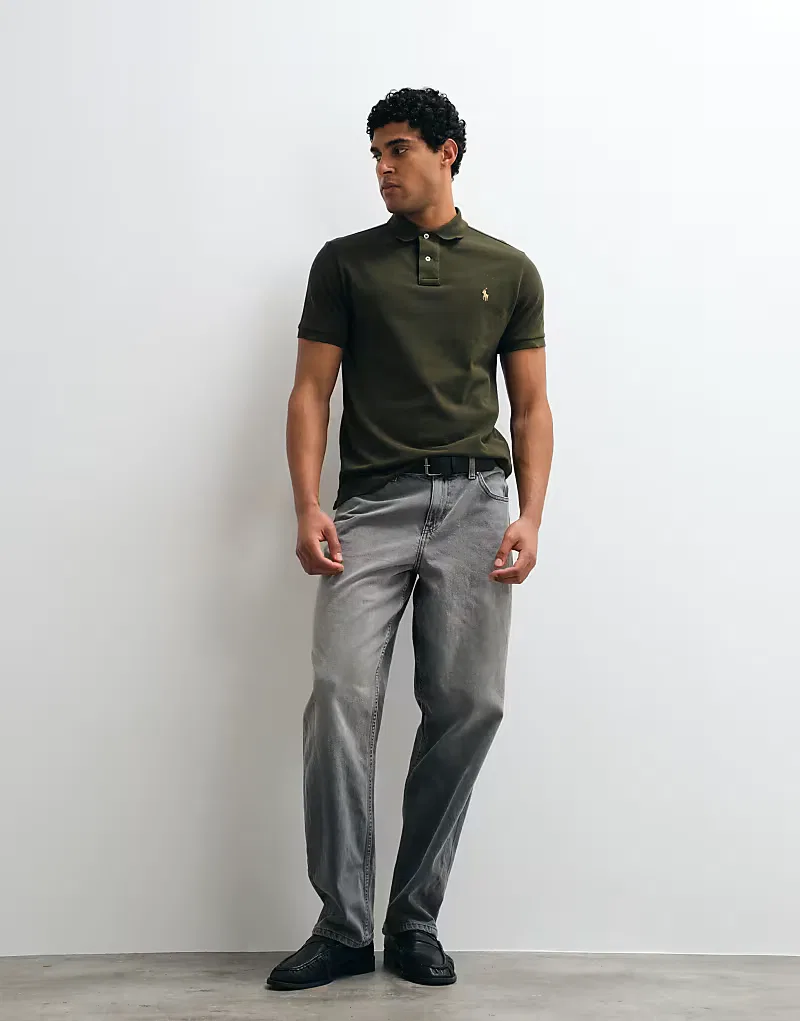 Поло Polo Ralph Lauren с логотипом Icon, приталенного кроя, хаки — фото 2