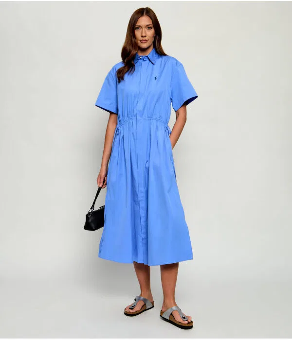 Женское платье хлопковое Flare Fit Polo Ralph Lauren, синий
