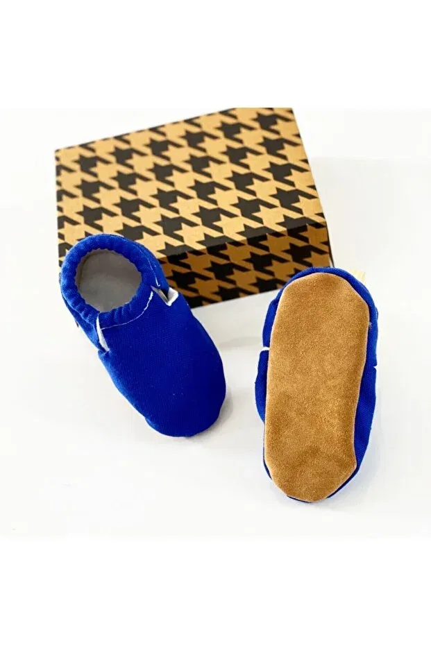 Детские пинетки из натуральной кожи на плоской подошве Babycitytr, Navy Blue — фото 3