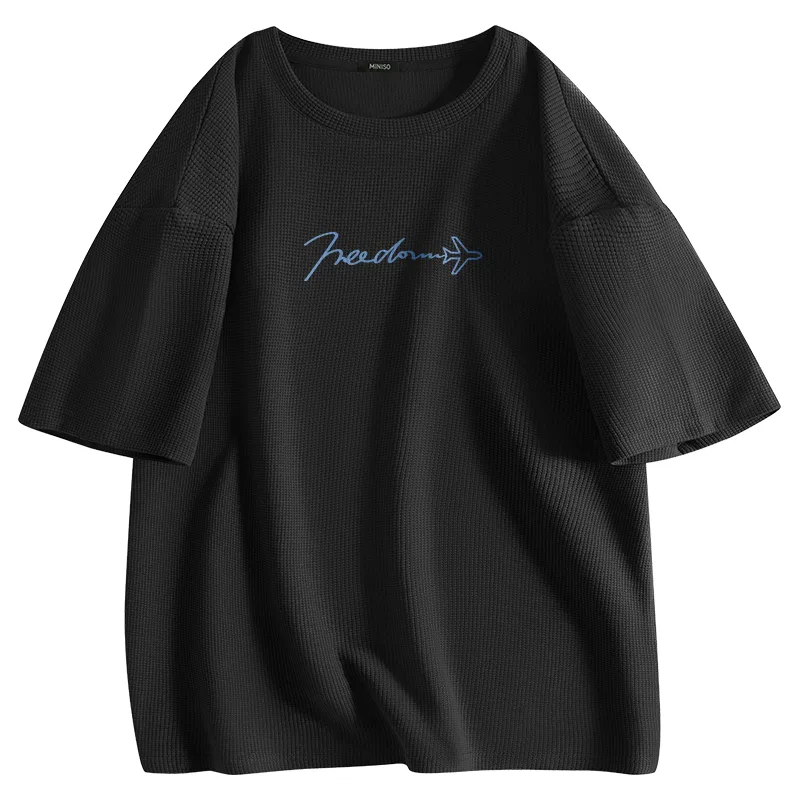Детская футболка с круглым вырезом средней плотности Free Sailing Center Logo MINISO, Black