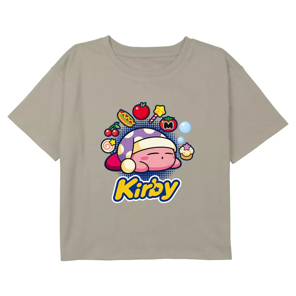 Детская футболка с принтом Kirby Napping and Dreaming Nintendo, Plaza Taupe