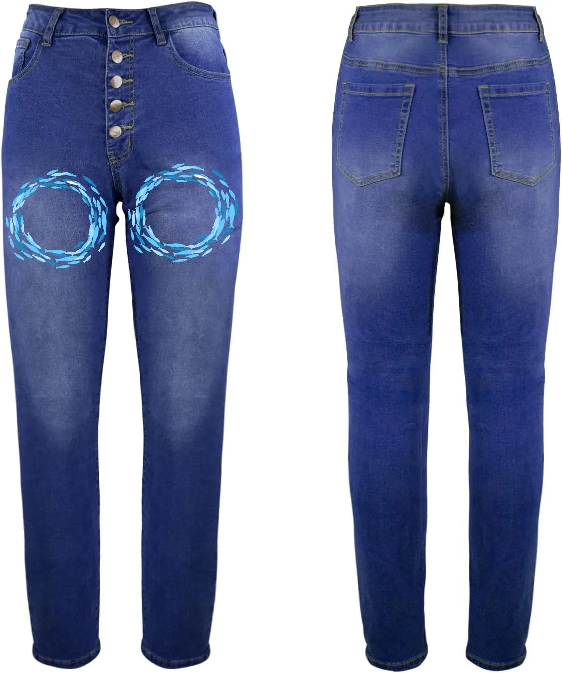 Женские джинсы с высокой талией Casual Stretch Denim Pants 5 Button Push Up Butt Lifting Skinny — фото 4