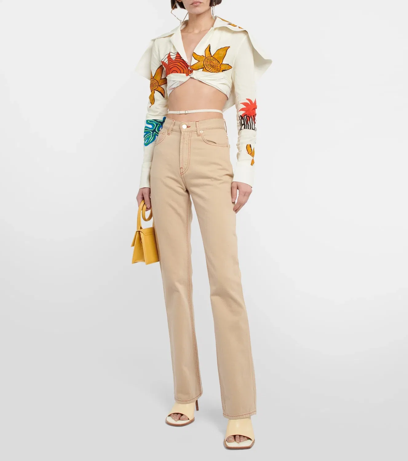 Укороченная рубашка с принтом La Chemise Meio Jacquemus, желтый — фото 2