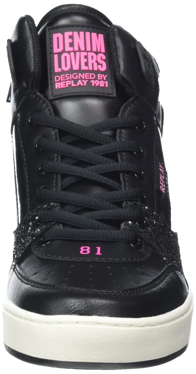 Детские кроссовки для девочек с принтом Cobra Replay, 1676black Fluo Fuchsia — фото 2