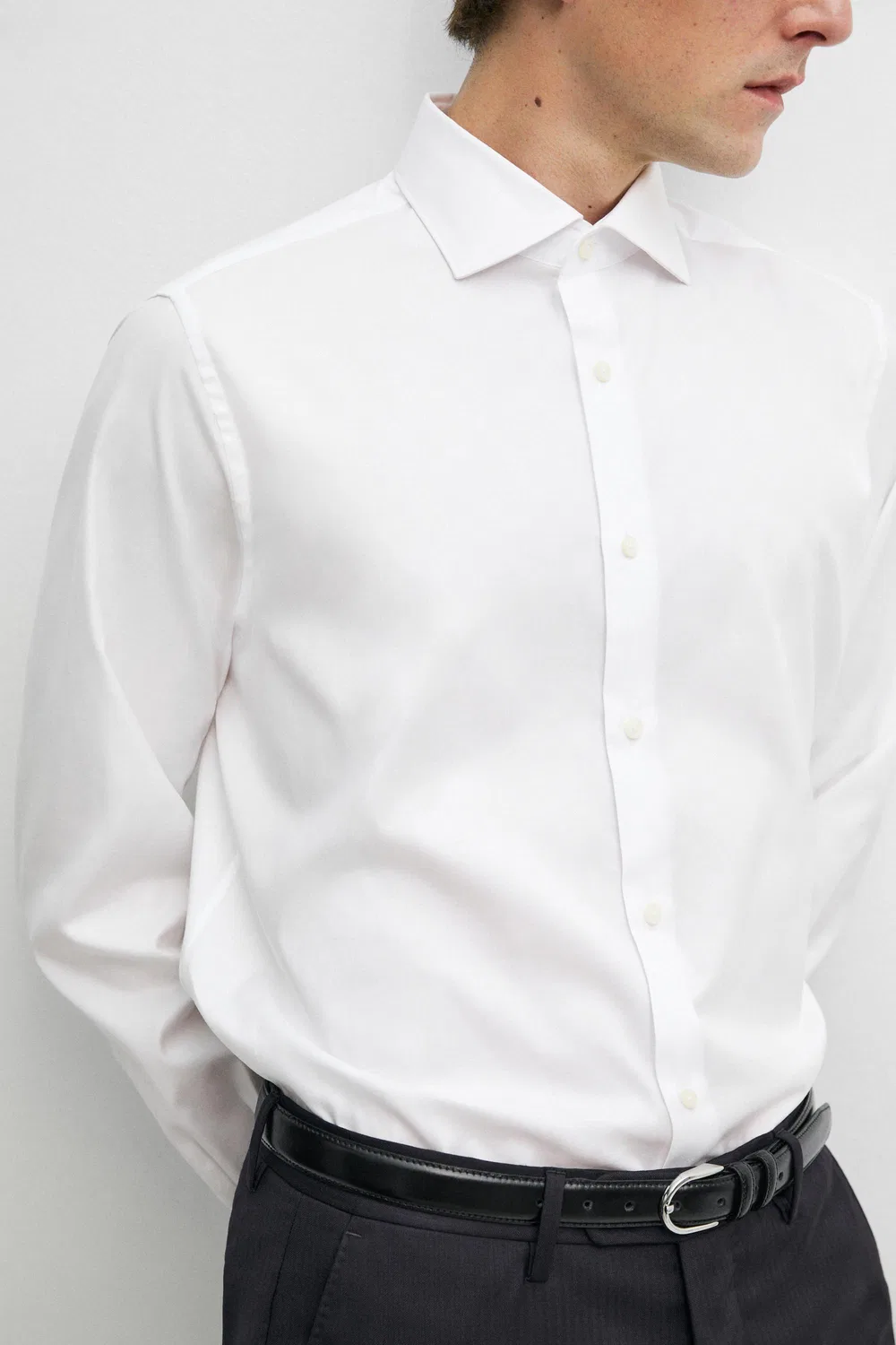 Рубашка Massimo Dutti, стандартный крой, хлопок, белый — фото 4