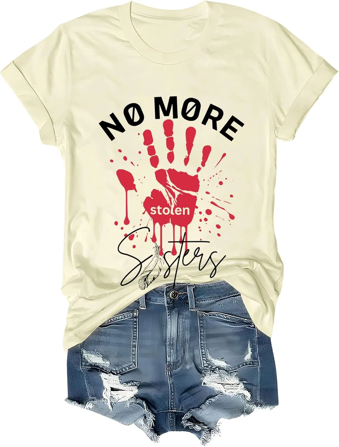 Футболка с принтом No More Stolen Sisters, Creamy Yellow