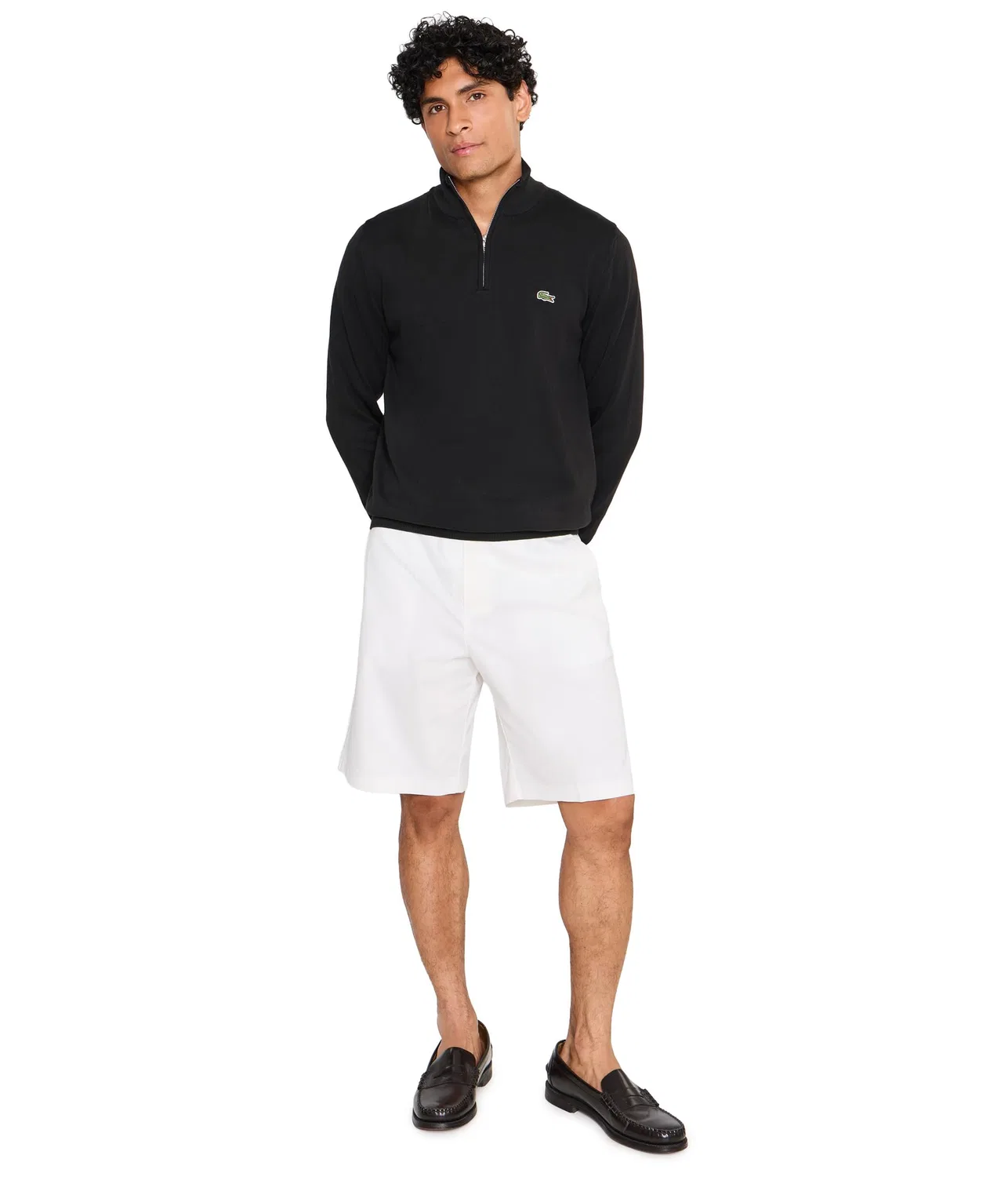 Хлопковый свитер с высоким воротником и застежкой-молнией Lacoste, Black — фото 2