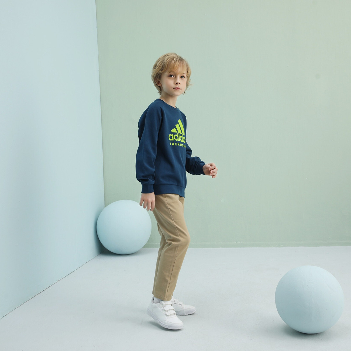 Толстовка Adidas, синий/зеленый — фото 2