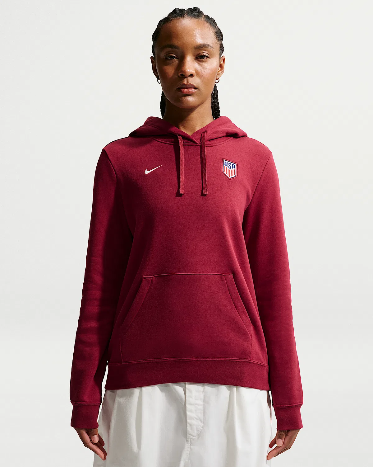 Женская толстовка Nike Soccer Pullover Hoodie USMNT Club Fleece, Team Red/Sail