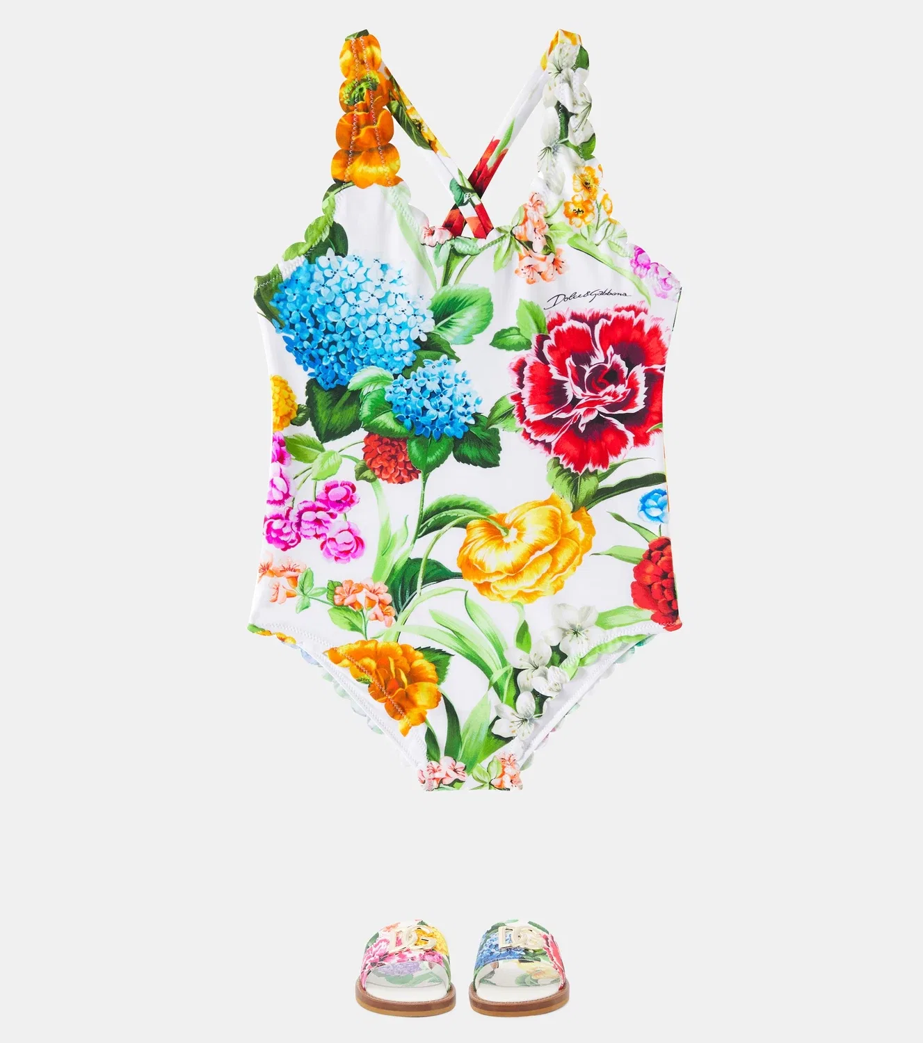 Раздельный купальник с цветочным принтом Dolce&Gabbana Kids, голубой — фото 2