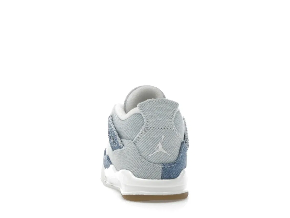 Детские кроссовки Lifestyle с джинсовым верхом Jordan 4 Retro TEX Jordan, Sail Gum Light Brown Worn Blue Sail Metallic Gold — фото 4
