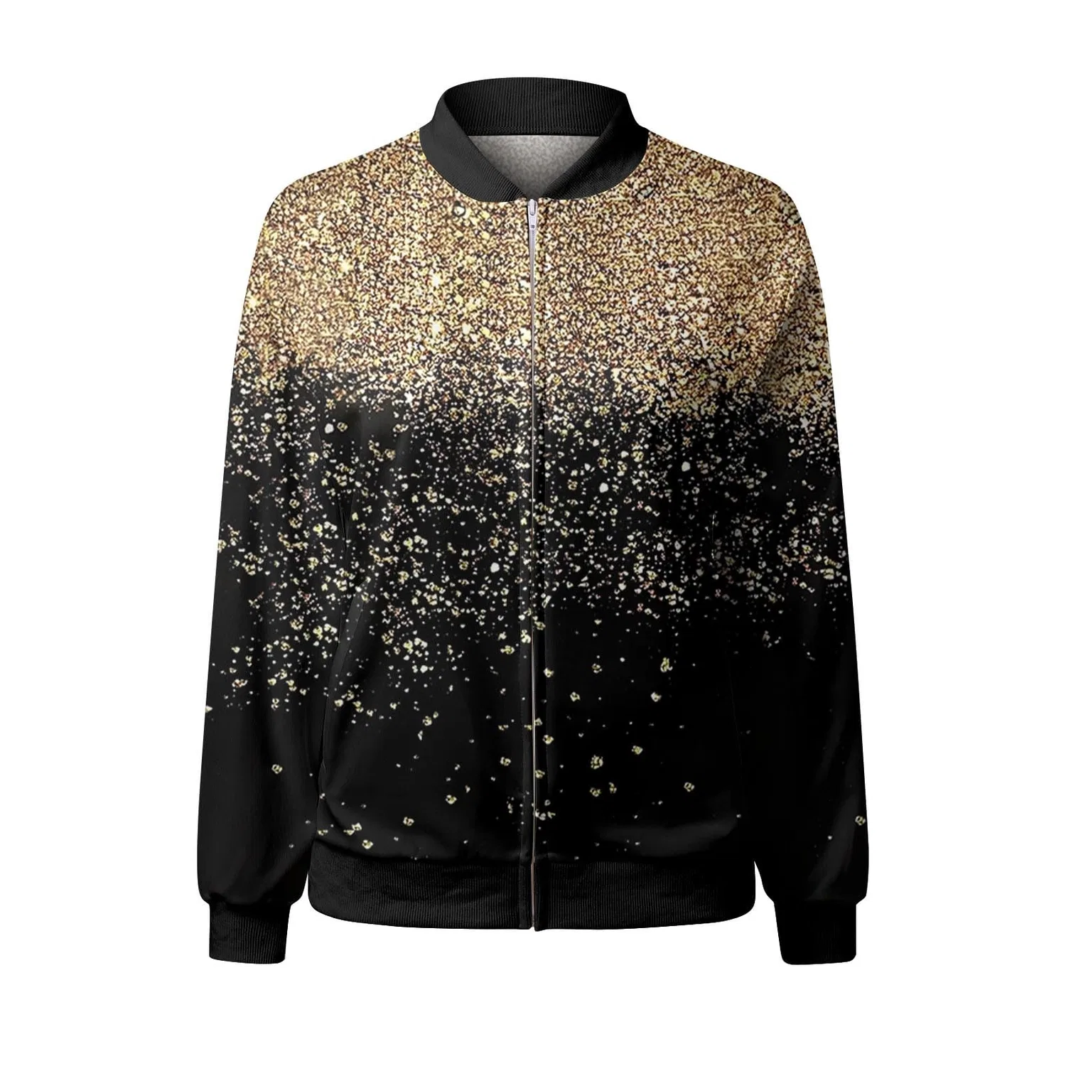 Женская куртка-бомбер с пайетками Y2K Oversize Bomber Jacket, gold — фото 4