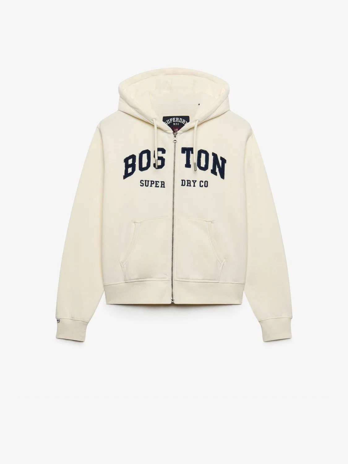 Худи кроп с zip-застежкой, свободный крой Superdry, белый