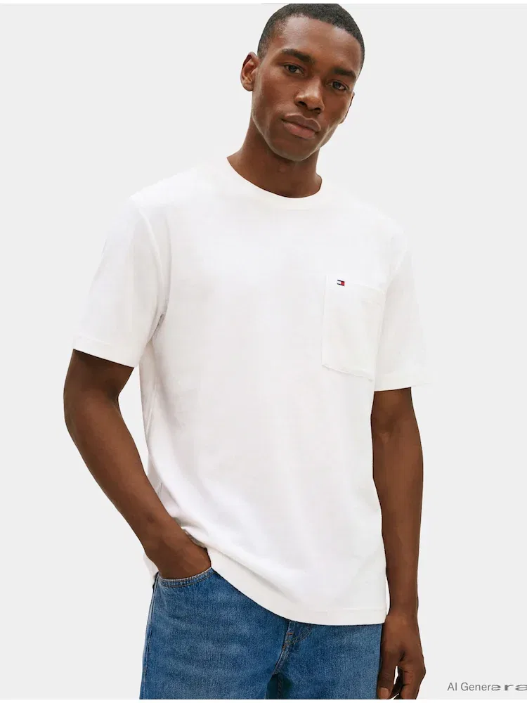Футболка с круглым вырезом, махровая TOMMY HILFIGER, Ivory