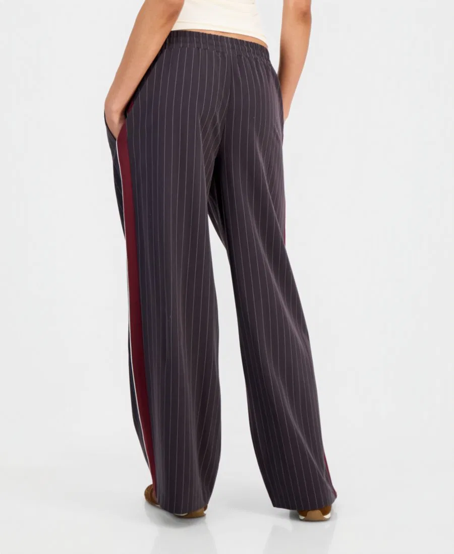 Штаны на кулиске в полоску Juniors' Striped Drawstring Pants Sincerely Jules, Black — фото 2