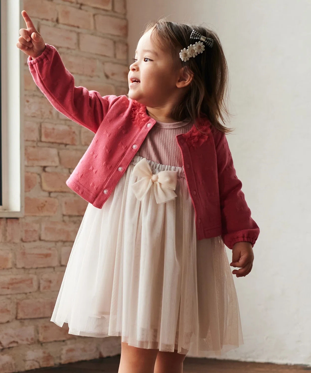 Детское платье-туника с длинным рукавом модель Tulle, kids zoo, Off White