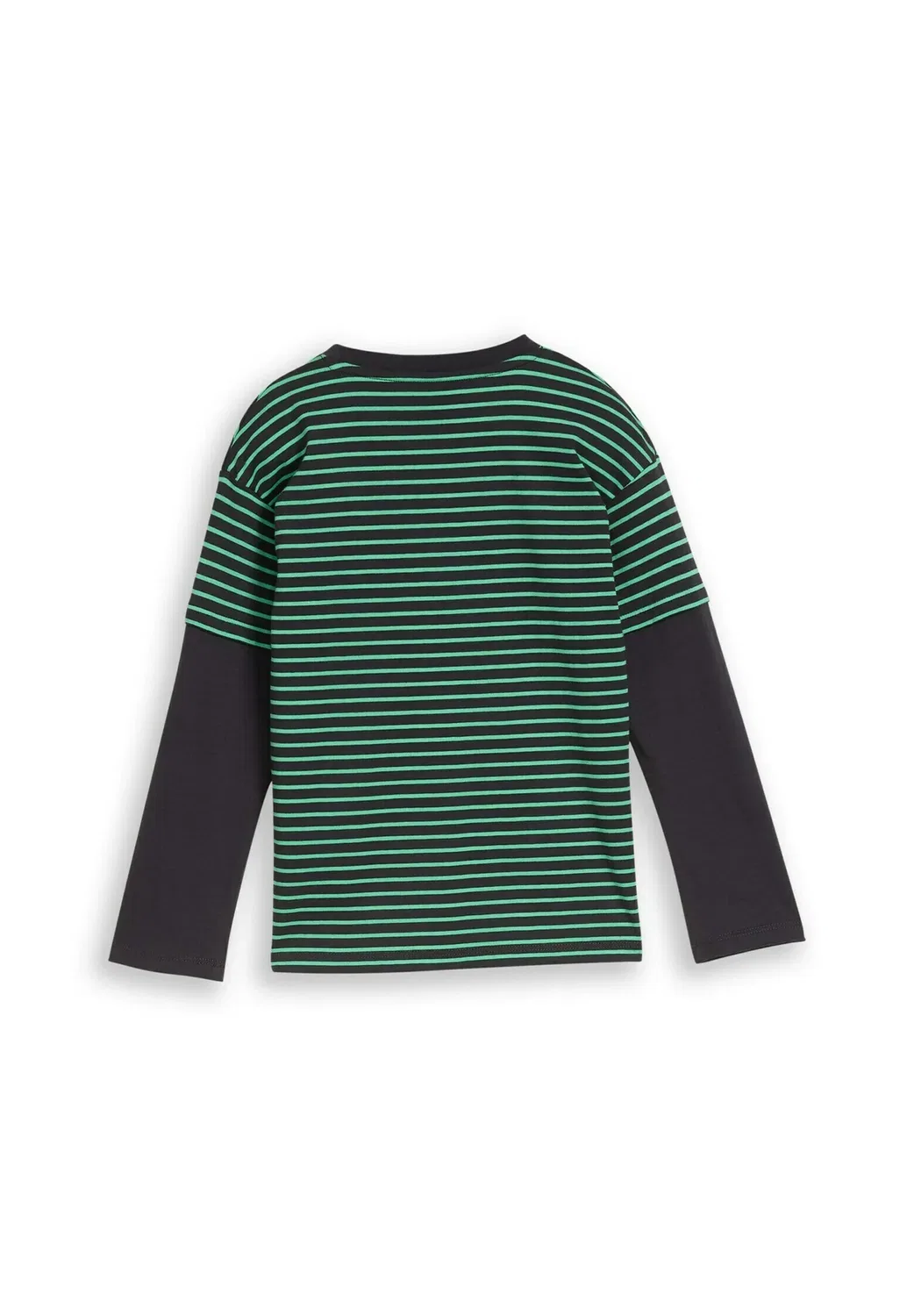 Футболка оверсайз, лонгслив, модель 2-в-1 - топ с длинными рукавами Tom Tailor, Green Grey Small Stripe — фото 2