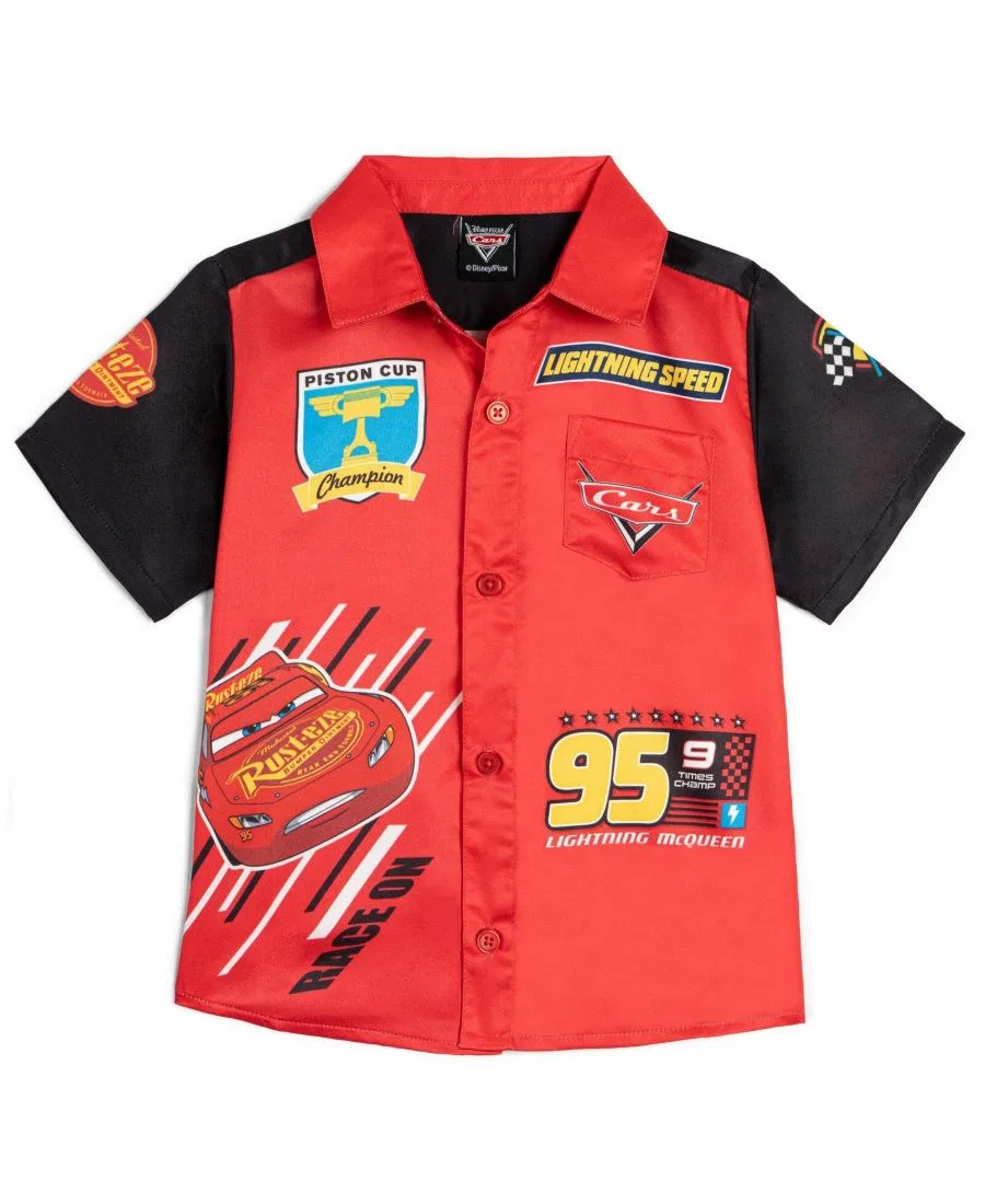 Детская рубашка с коротким рукавом с принтом Cars, McQueen, Red Mcqueen Black