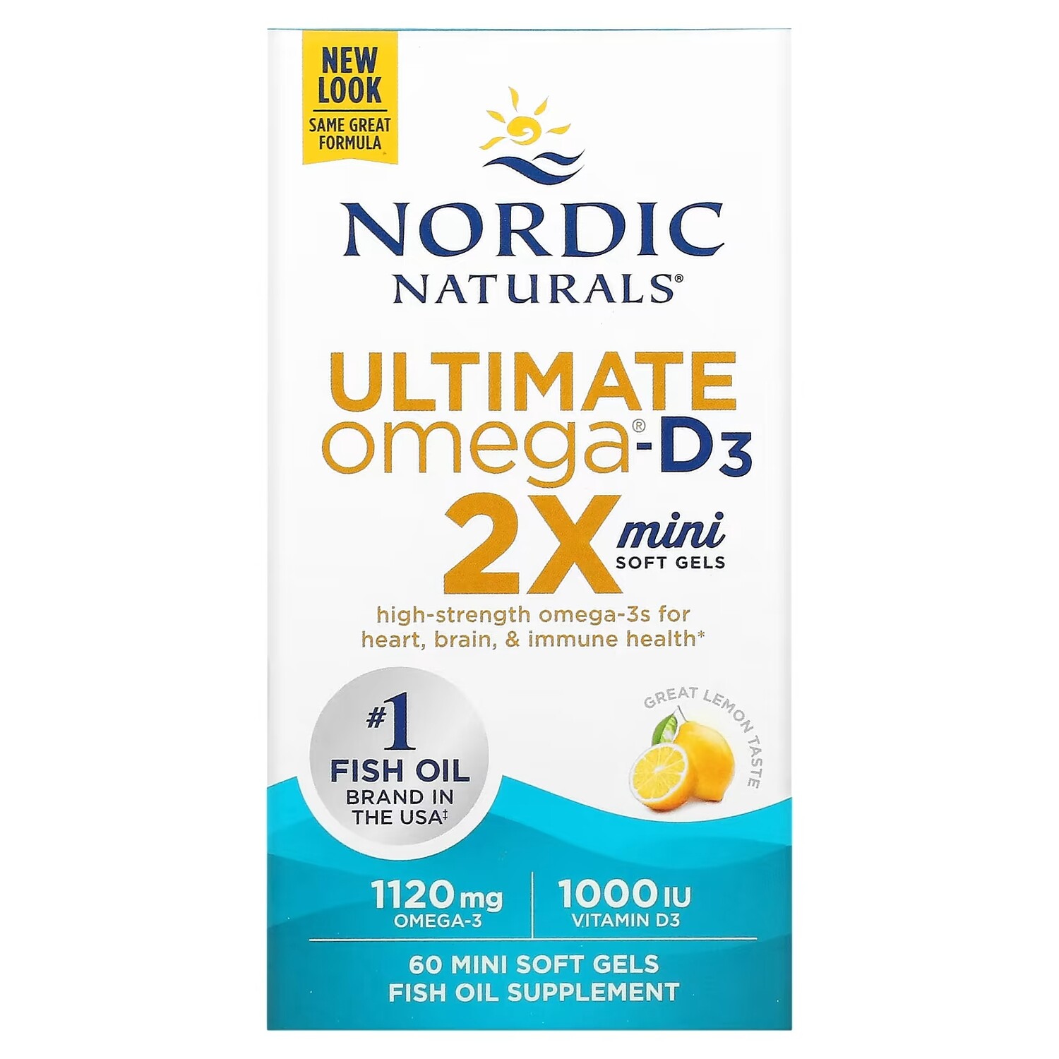 

Омега с Витамином D3 Nordic Naturals Ultimate, лимон, 60 мягких мини - таблеток