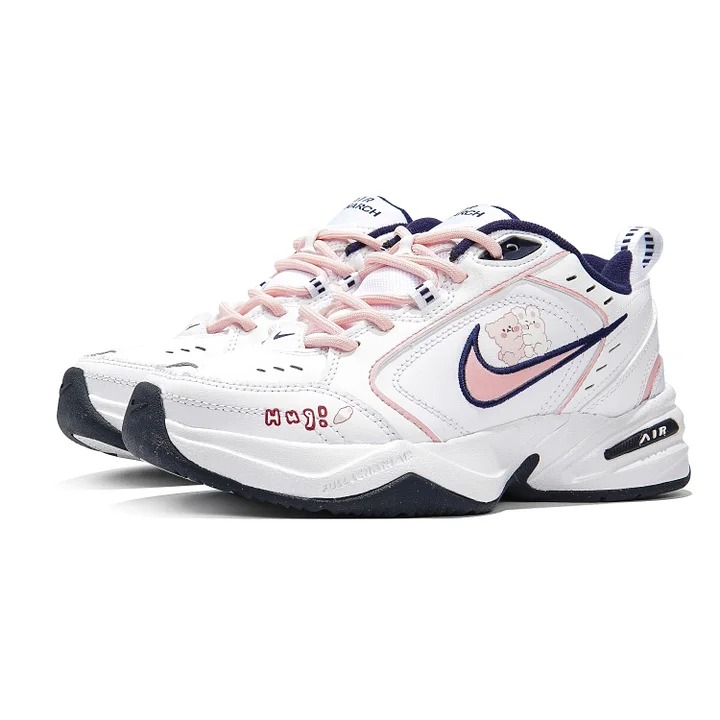 Кастомизированные кроссовки Nike Air Monarch 4 Chunky Unisex, белый/розовый — фото 3