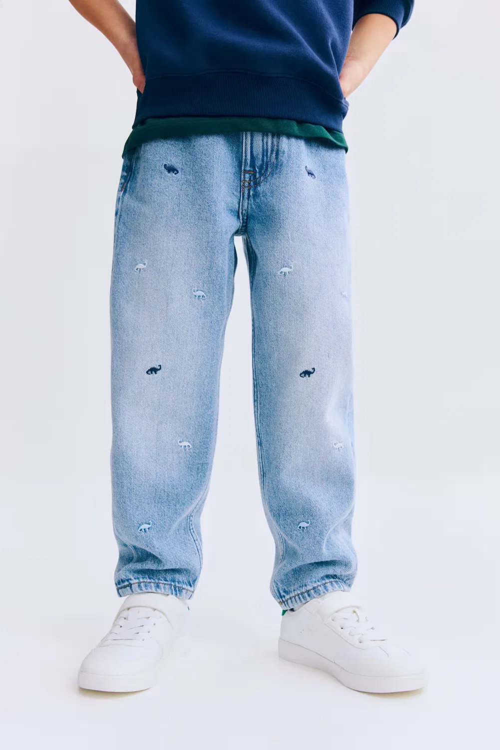 Джинсы свободного кроя H&M, Helles Denimblau/Dinosaurier — фото 2