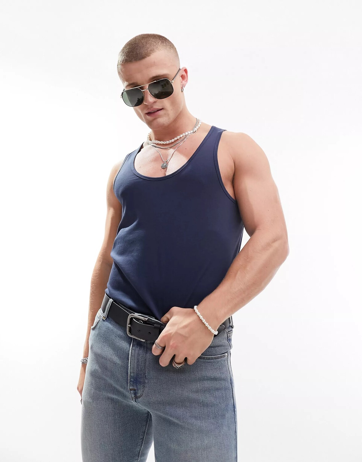 

Майка Asos Design With Scoop Neck, темно-синий