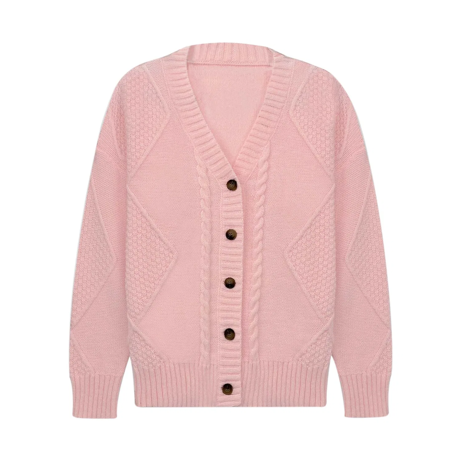 Женский кардиган с длинным рукавом, модель Cardigan da donna a maglia grossa, Rosso — фото 3