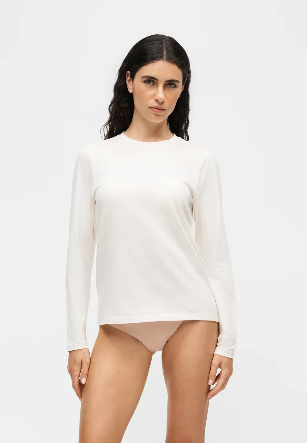 Пижамная кофта с круглым вырезом и длинным рукавом Emporio Armani, White