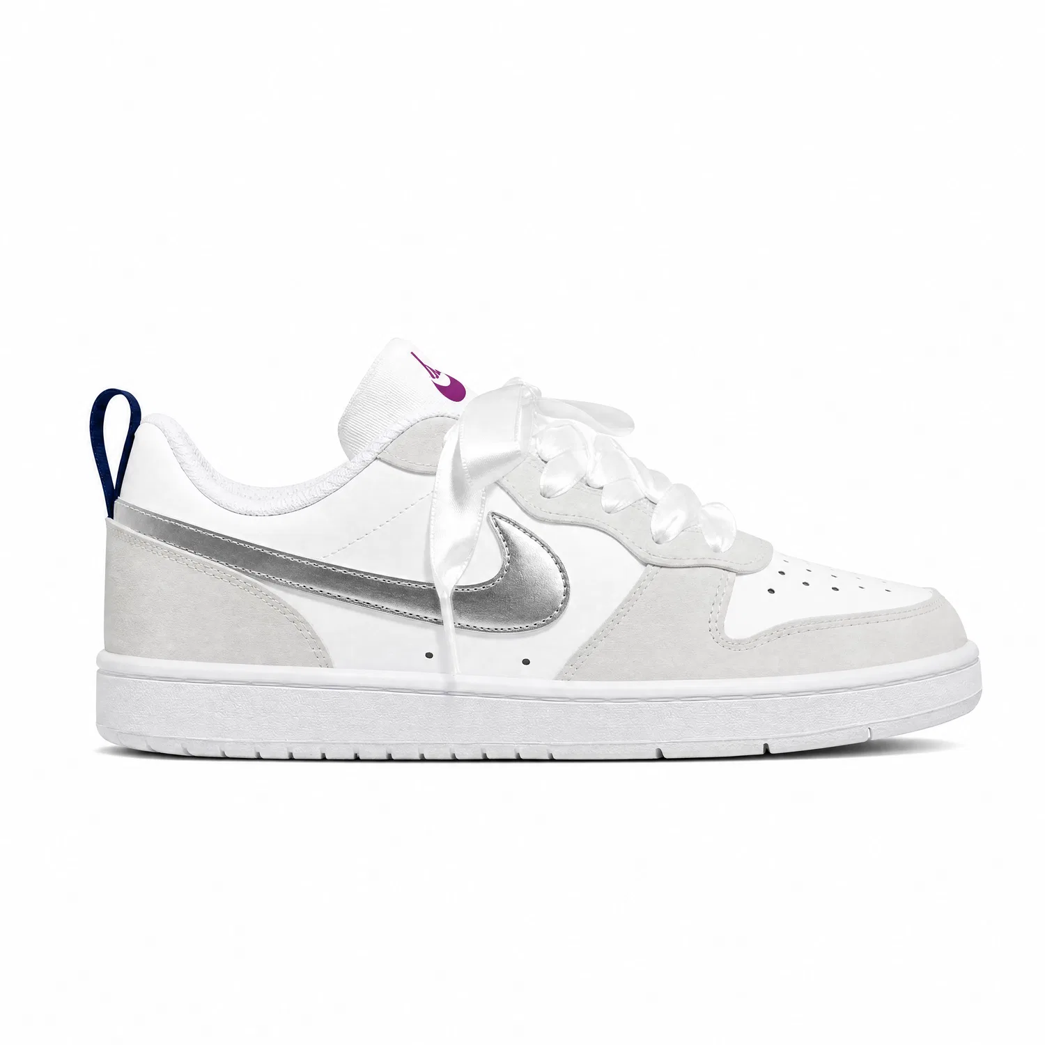 Детские кеды для скейтбординга с принтом Nike Court Borough, Silver Gray — фото 3