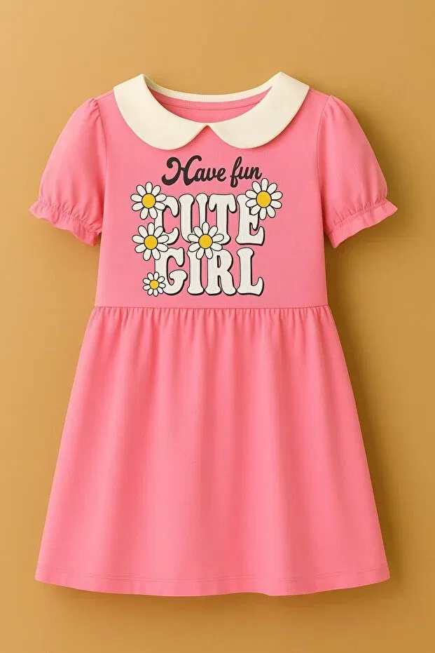 Детское платье для девочек с цветочным принтом Esila Kids, Pink — фото 4