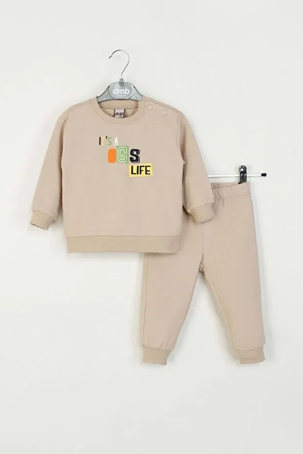 Детский комплект спортивного костюма с принтом It's A Dog's Life Ww Waka Waka Kids Store, Beige — фото 2