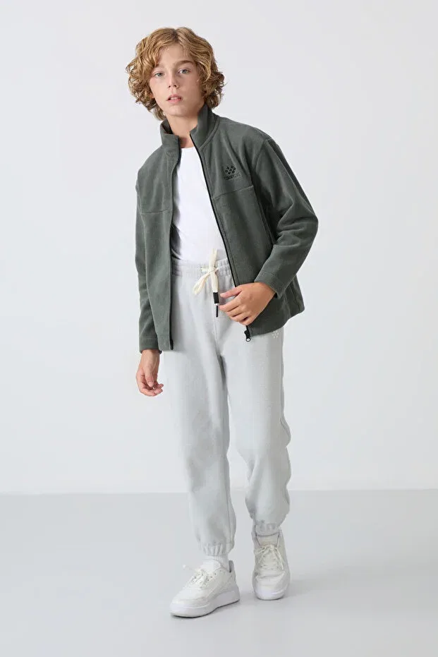 Детские свитшот для мальчиков хлопковый Khaki Thick Soft Textured Standard Fit Embroidered Fleece Tommy Life, Khaki — фото 3