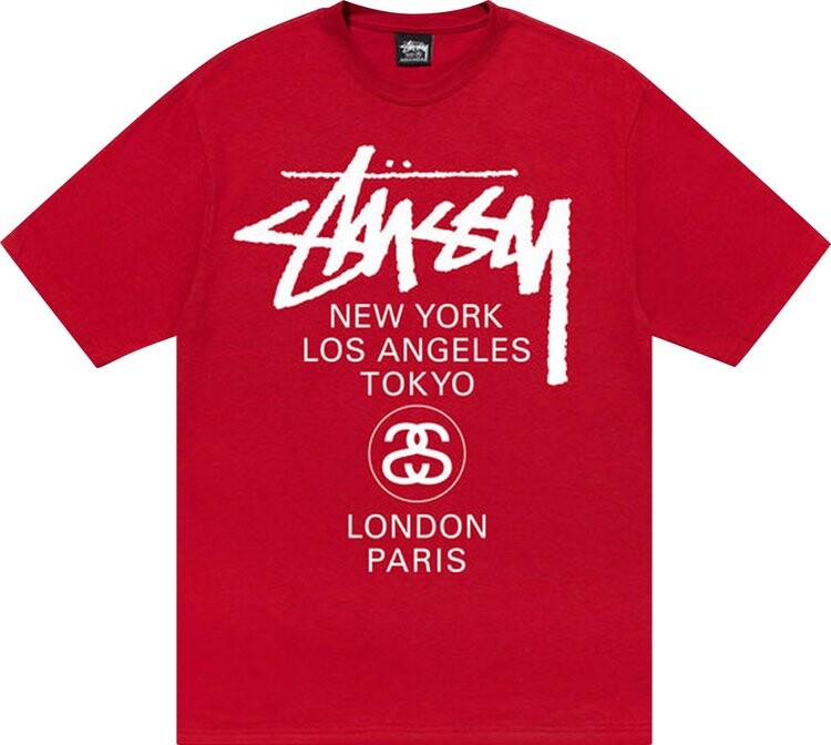 

Футболка Stussy World Tour Tee 'Dark Red', красный