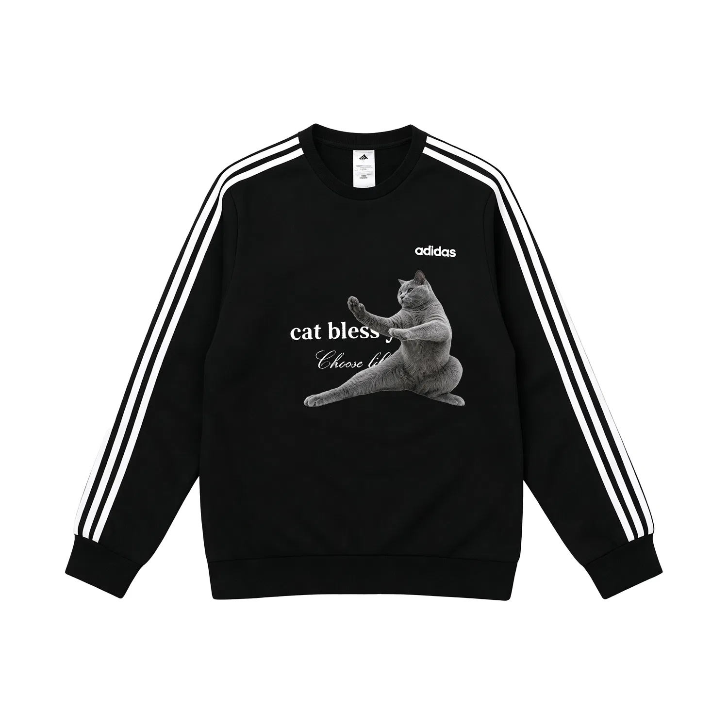 Детский свитшот с круглым вырезом, свободного кроя Black Adidas