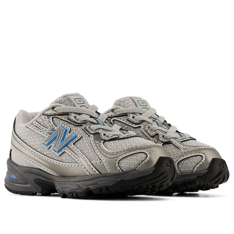 Детские кроссовки с сетчатым верхом 740 Bungee Lace 'Dark Gray Silver Fan Blue' New Balance, Dark Gray Silver / Fan Blue — фото 4