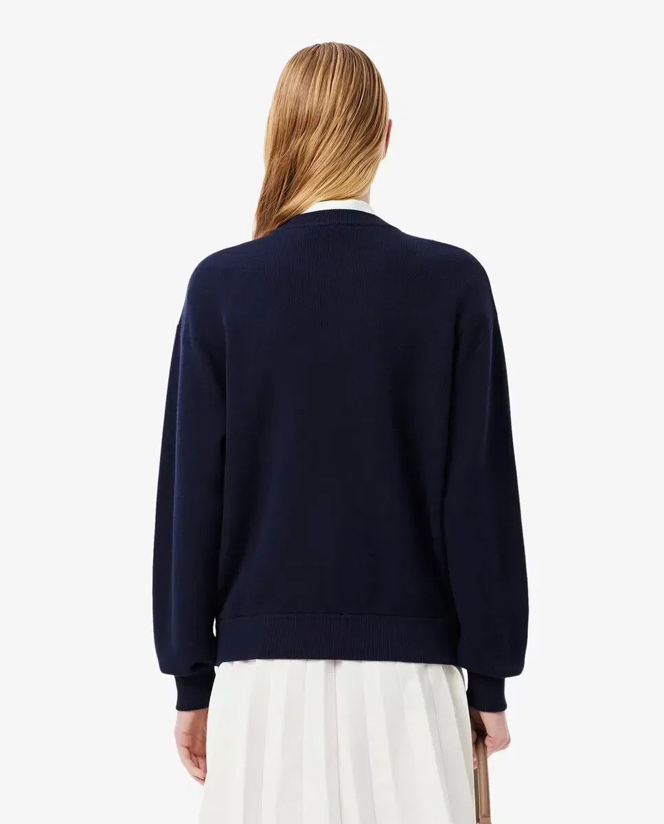 Джемпер Lacoste Azul Marino, из хлопка и шерсти, свободного кроя — фото 2