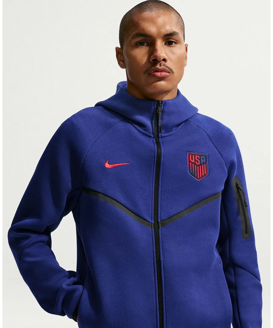 Худи-ветровка с флисом Nike, Deep Royal Blue/Challenge Red — фото 2