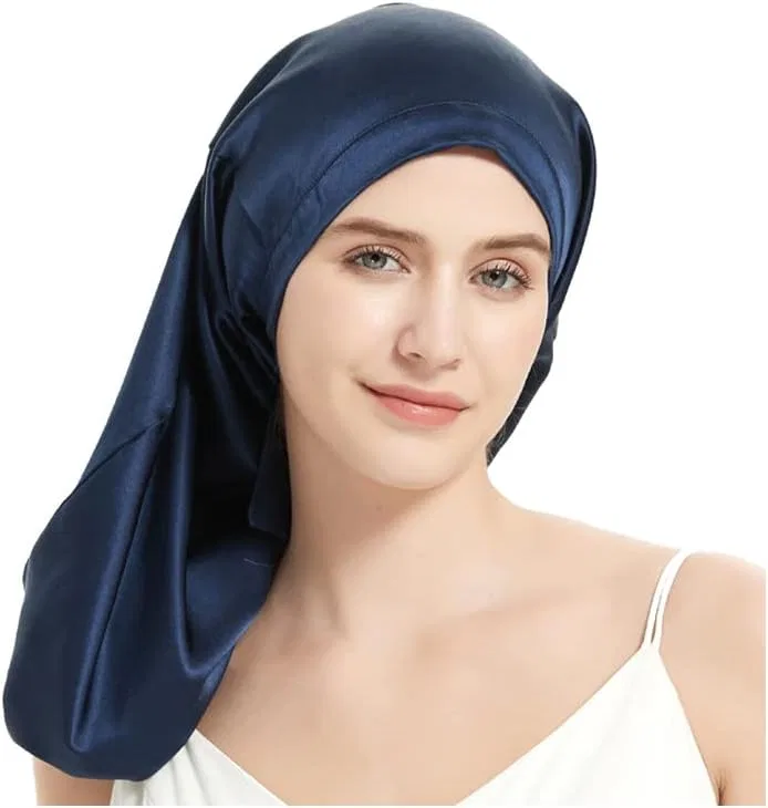 Шапочка для сна из 100% шелка Mulberry, NALEINING, 09 Navy Blue