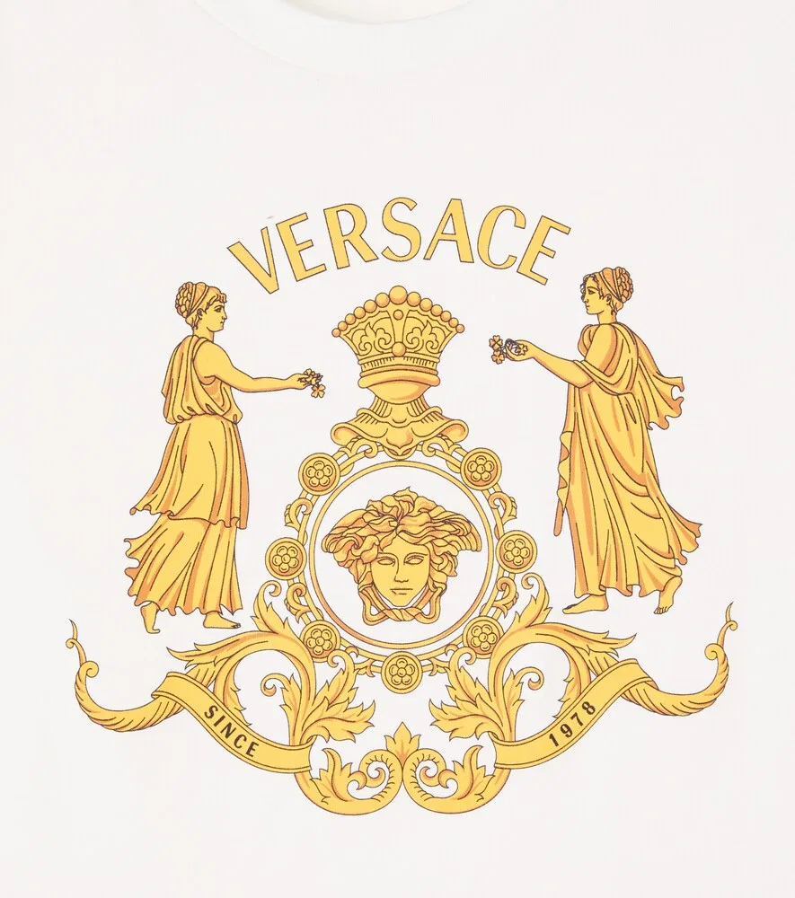 Хлопковая футболка с эмблемой Зала Героев Versace Kids, белый — фото 3