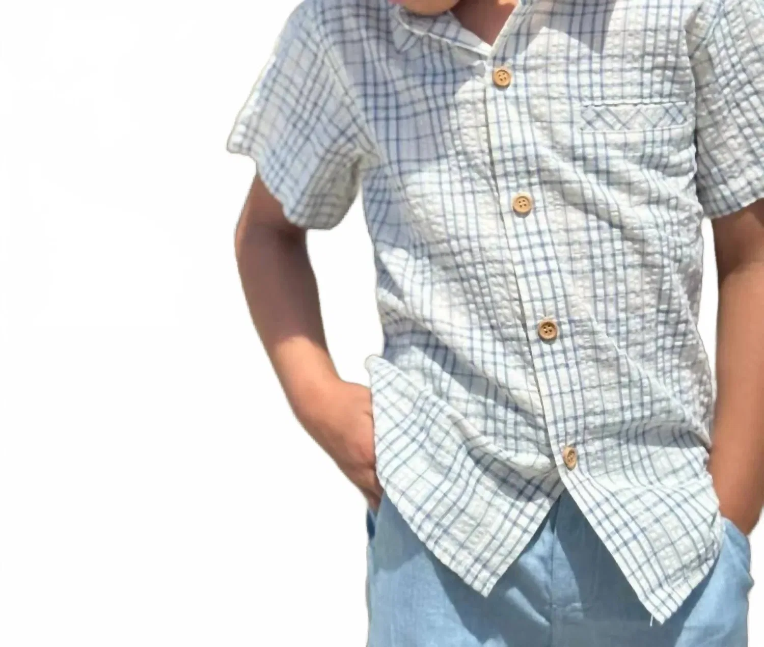Детская рубашка для мальчиков с принтом плед Newport ME & HENRY, Chambray/Cream Plaid