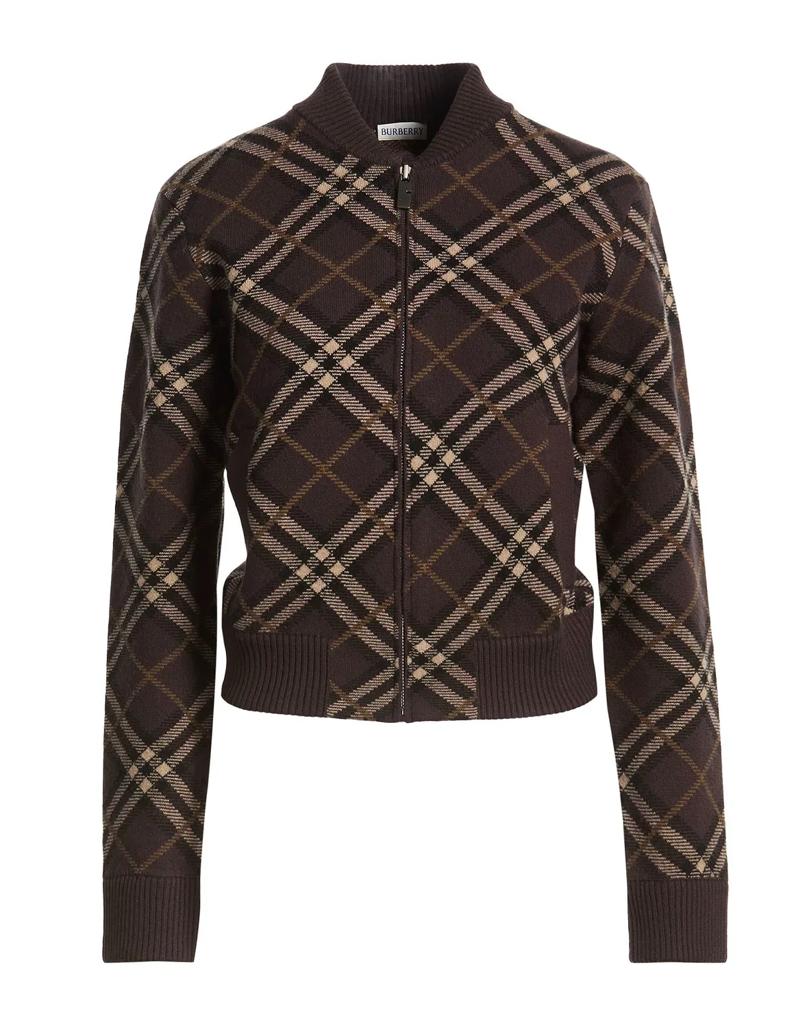 Женский жаккардовый кардиган с принтом Burberry, темно-коричневый