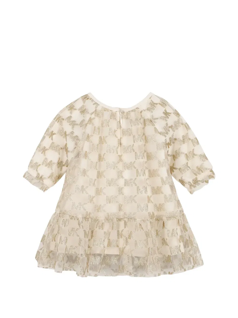 Платье с оборками и логотипом Michael Kors Kids, бежевый — фото 4