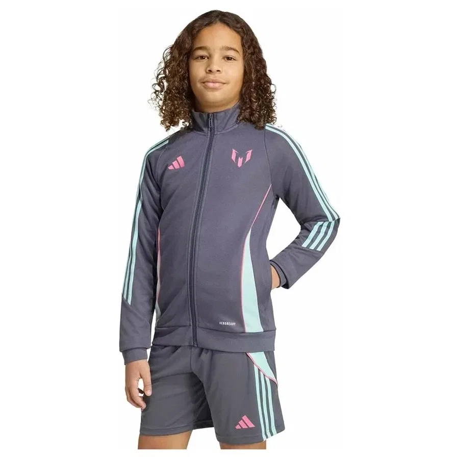 Детский спортивный свитшот с капюшоном MESSI JKT Y adidas, Серый — фото 2