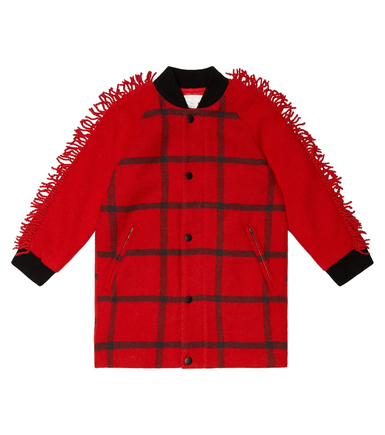 Пальто из смесовой шерсти с бахромой Stella Mccartney Kids, красный