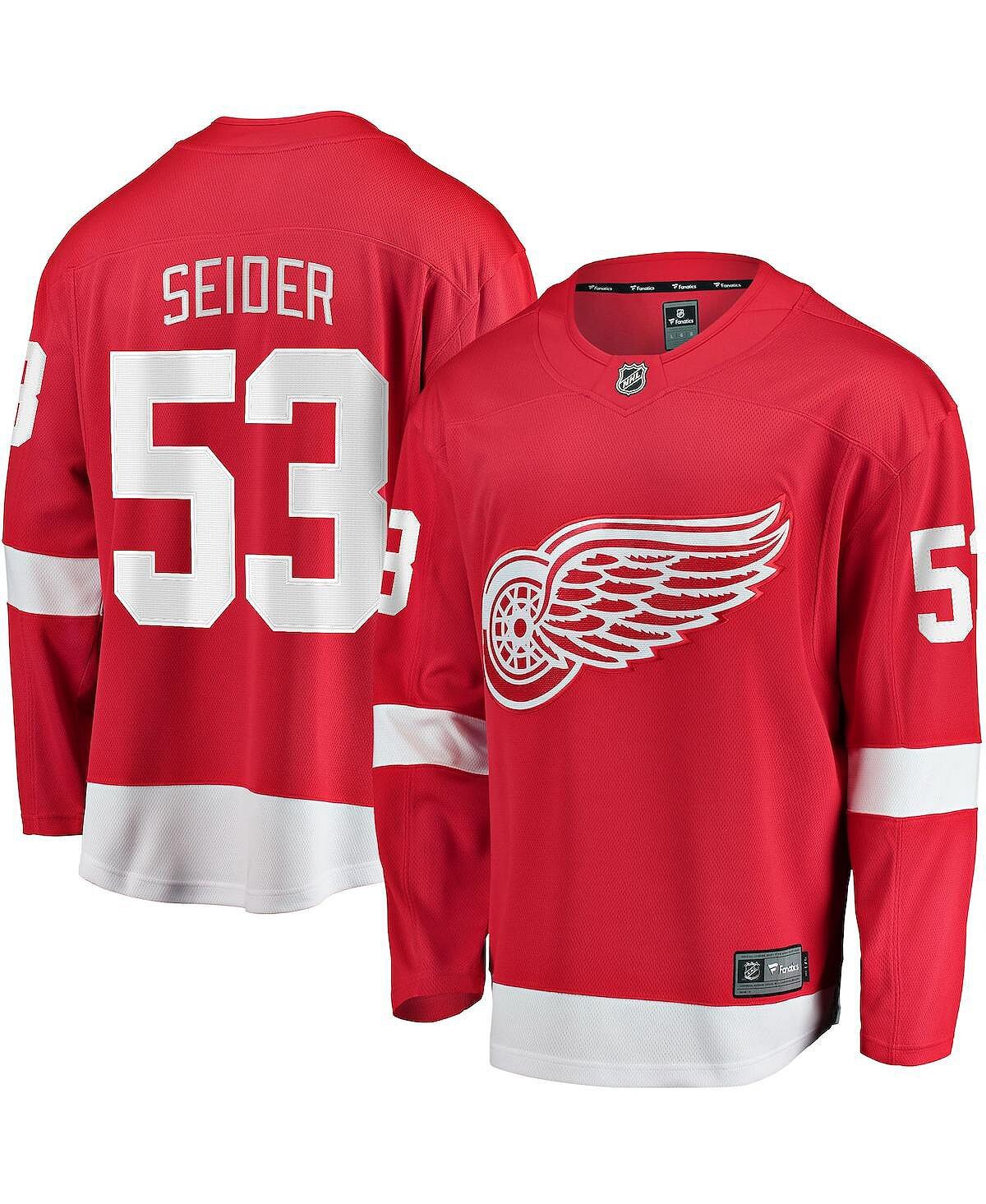 

Мужская фирменная футболка moritz seider red detroit red wings home breakaway player jersey Fanatics, красный