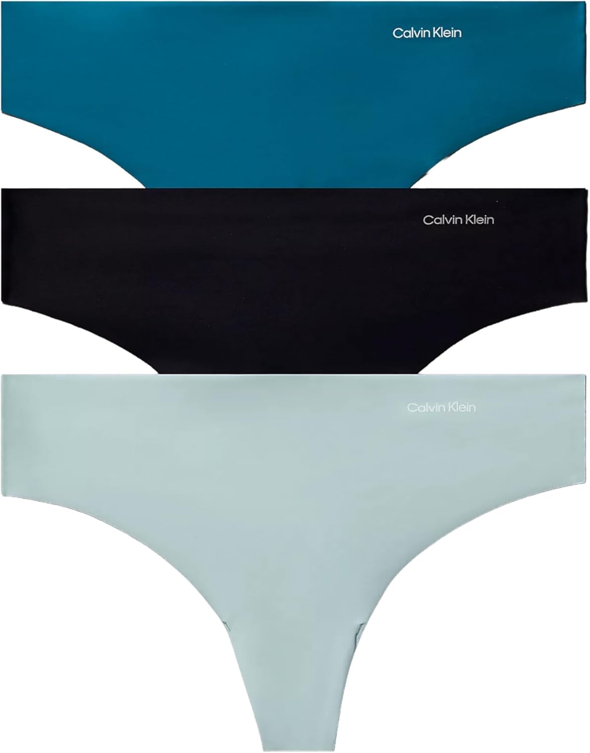 

Женские бесшовные трусики-стринги Calvin Klein Invisibles, 3 шт., Teal Marine/Cloud Blue/Black
