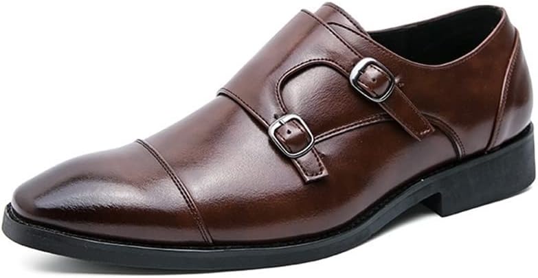 

Мужские оксфорды с двойной пряжкой с отделкой под полированную кожу, без шнуровки, с противоскользящей резиновой подошвой, низкие, для улицы Xjsdjhount, коричневый