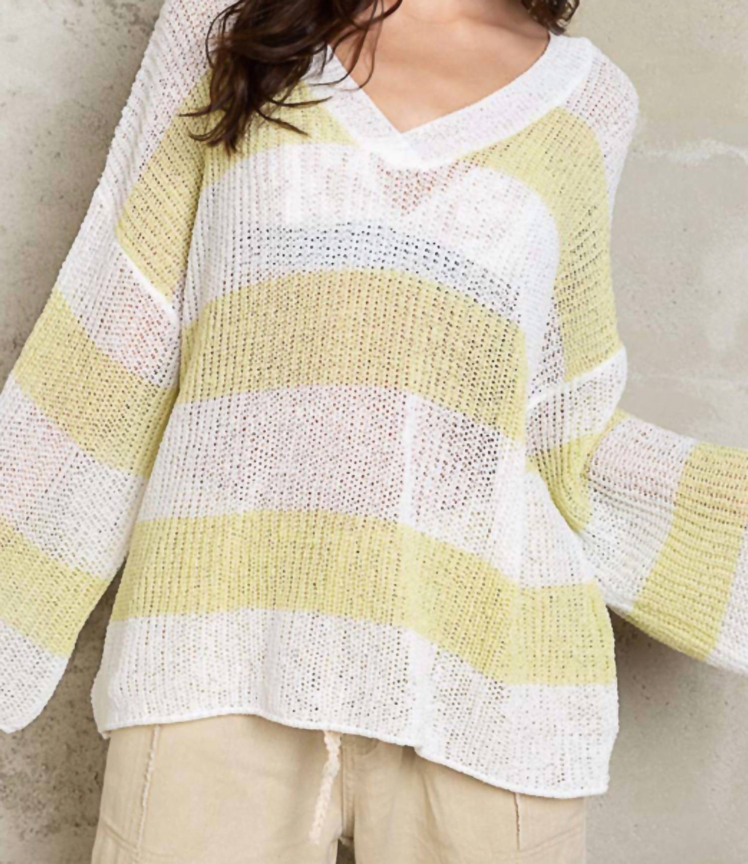 

Топ Evelyn Open-Knit в белом/желтом цвете POL